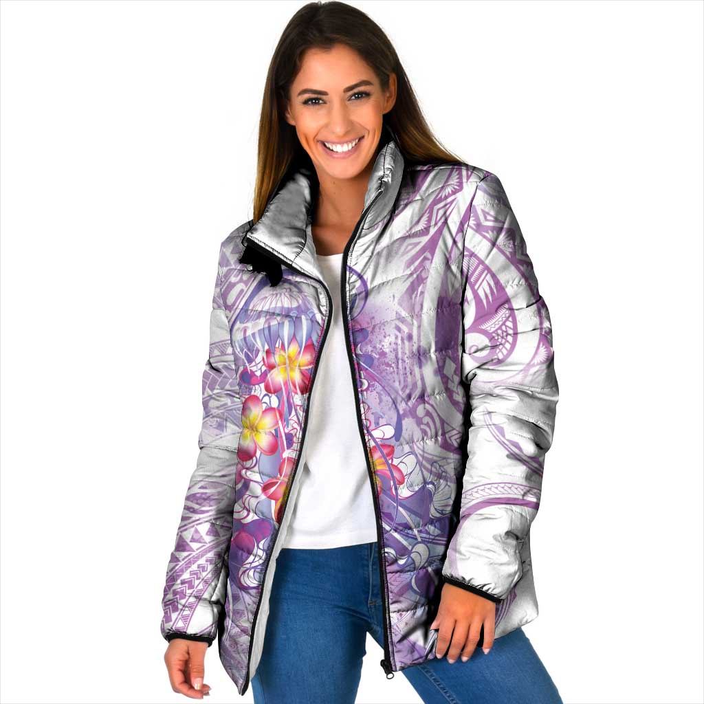 Lavender Polynesian Jellyfish Padded Jacket Watercolor Glows LT7 Women Lavender - Polynesian Pride