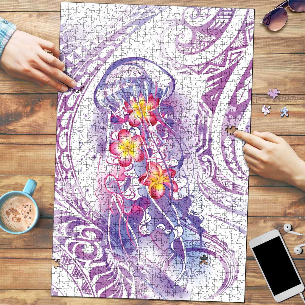 Lavender Polynesian Jellyfish Puzzle Watercolor Glows LT7 Lavender - Polynesian Pride