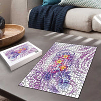 Lavender Polynesian Jellyfish Puzzle Watercolor Glows LT7 - Polynesian Pride