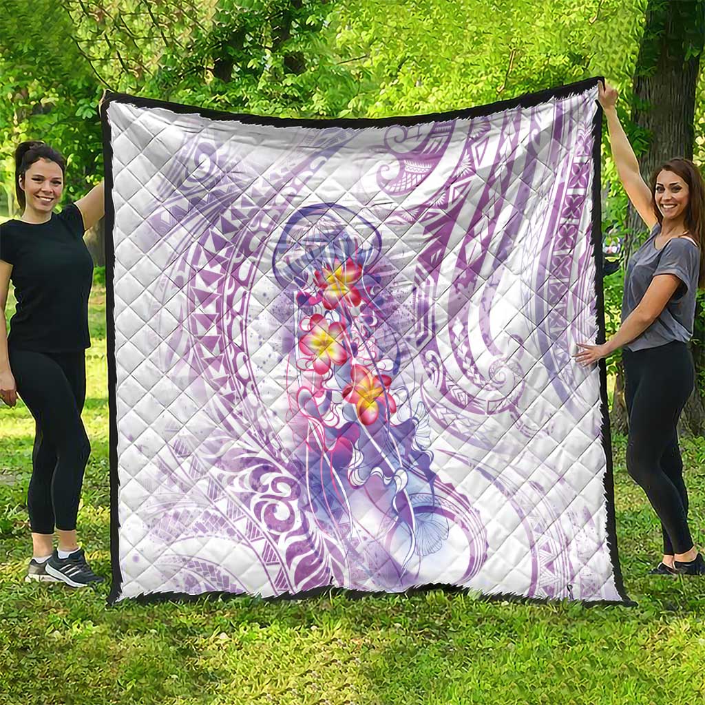 Lavender Polynesian Jellyfish Quilt Watercolor Glows LT7 - Polynesian Pride