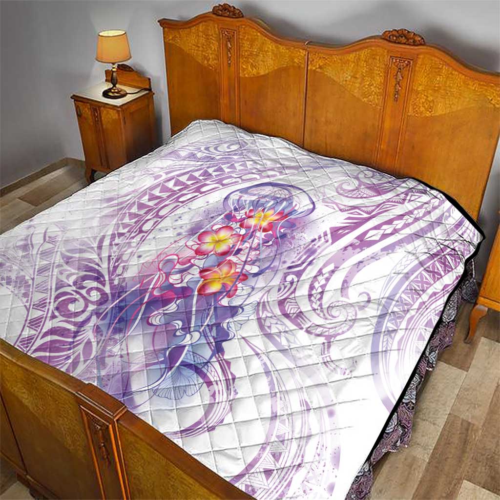 Lavender Polynesian Jellyfish Quilt Watercolor Glows LT7 - Polynesian Pride