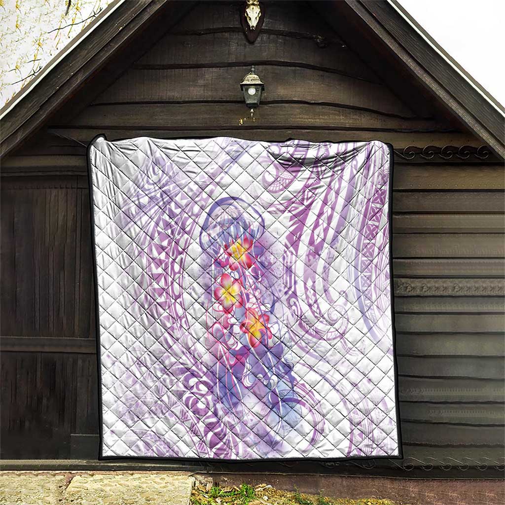 Lavender Polynesian Jellyfish Quilt Watercolor Glows LT7 - Polynesian Pride