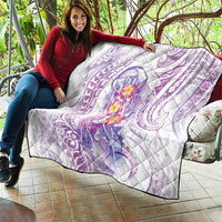 Lavender Polynesian Jellyfish Quilt Watercolor Glows LT7 - Polynesian Pride