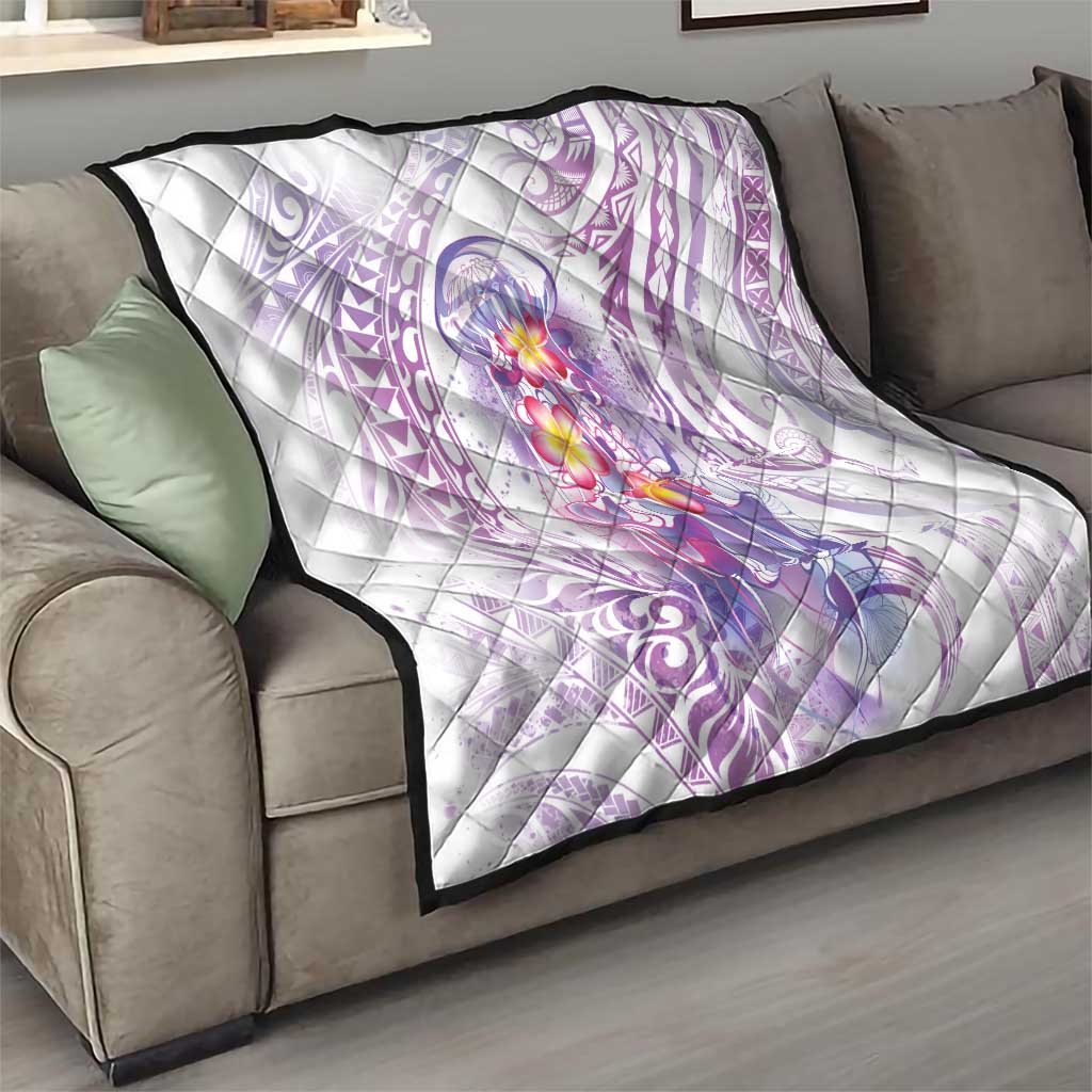 Lavender Polynesian Jellyfish Quilt Watercolor Glows LT7 - Polynesian Pride