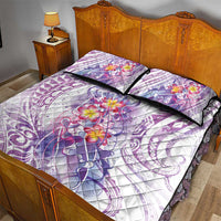 Lavender Polynesian Jellyfish Quilt Bed Set Watercolor Glows - Polynesian Pride