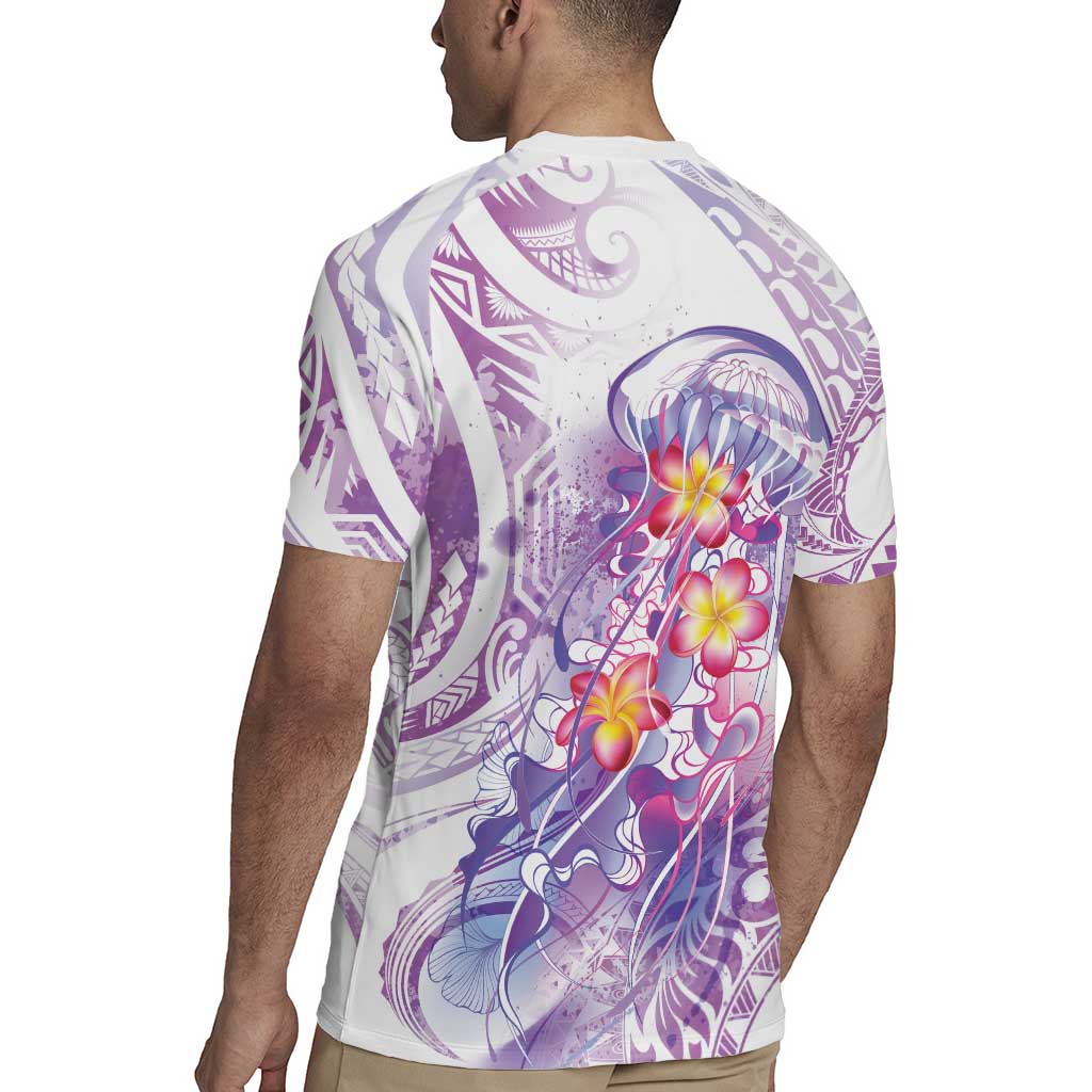 Lavender Polynesian Jellyfish Rugby Jersey Watercolor Glows - Polynesian Pride