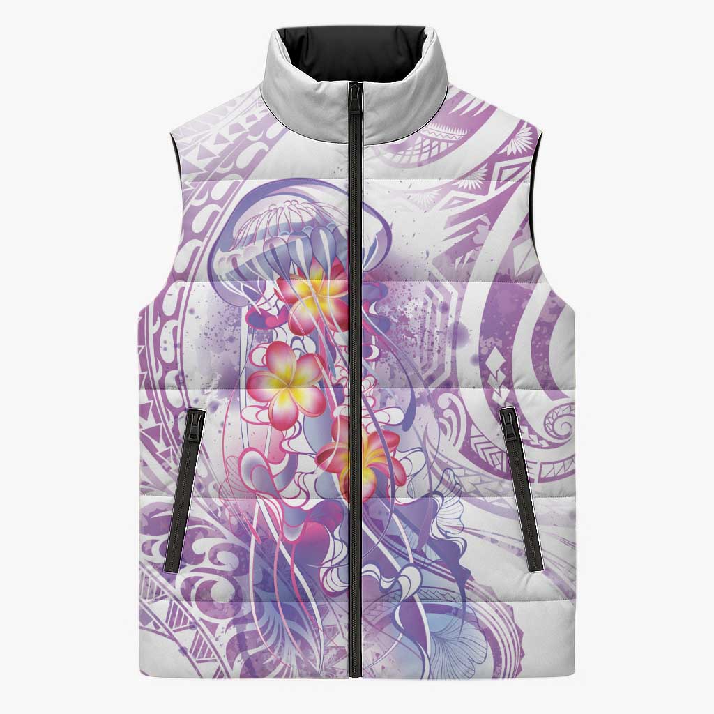 Lavender Polynesian Jellyfish Sleeveless Puffer Jacket Watercolor Glows LT7 Unisex Lavender - Polynesian Pride