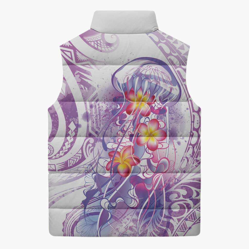 Lavender Polynesian Jellyfish Sleeveless Puffer Jacket Watercolor Glows LT7 - Polynesian Pride