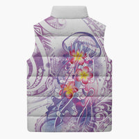 Lavender Polynesian Jellyfish Sleeveless Puffer Jacket Watercolor Glows LT7 - Polynesian Pride