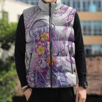 Lavender Polynesian Jellyfish Sleeveless Puffer Jacket Watercolor Glows LT7 - Polynesian Pride