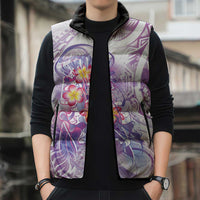 Lavender Polynesian Jellyfish Sleeveless Puffer Jacket Watercolor Glows LT7 - Polynesian Pride