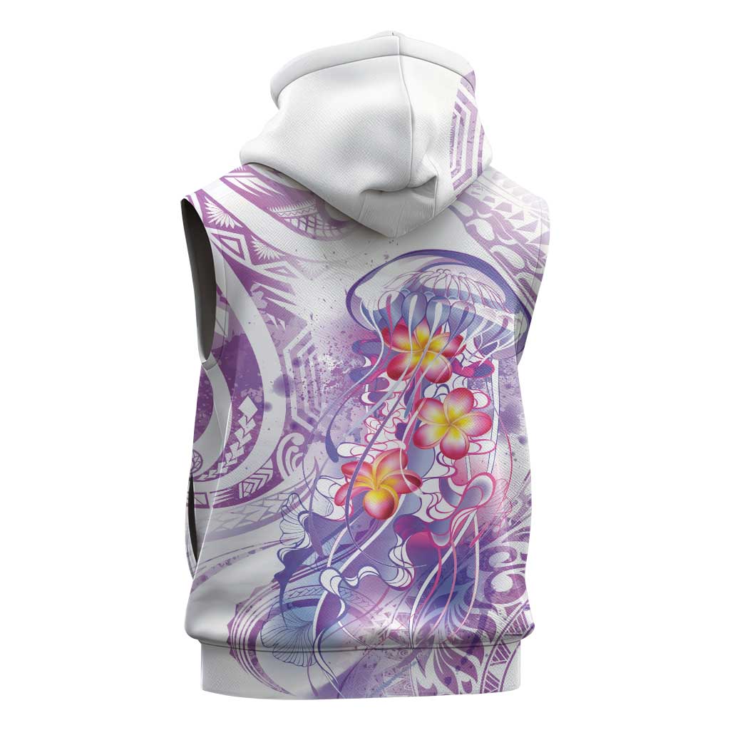 Lavender Polynesian Jellyfish Sleeveless Zip Hoodie Watercolor Glows - Polynesian Pride
