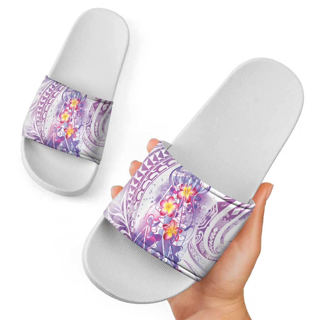 Lavender Polynesian Jellyfish Slide Sandals Watercolor Glows LT7 - Polynesian Pride
