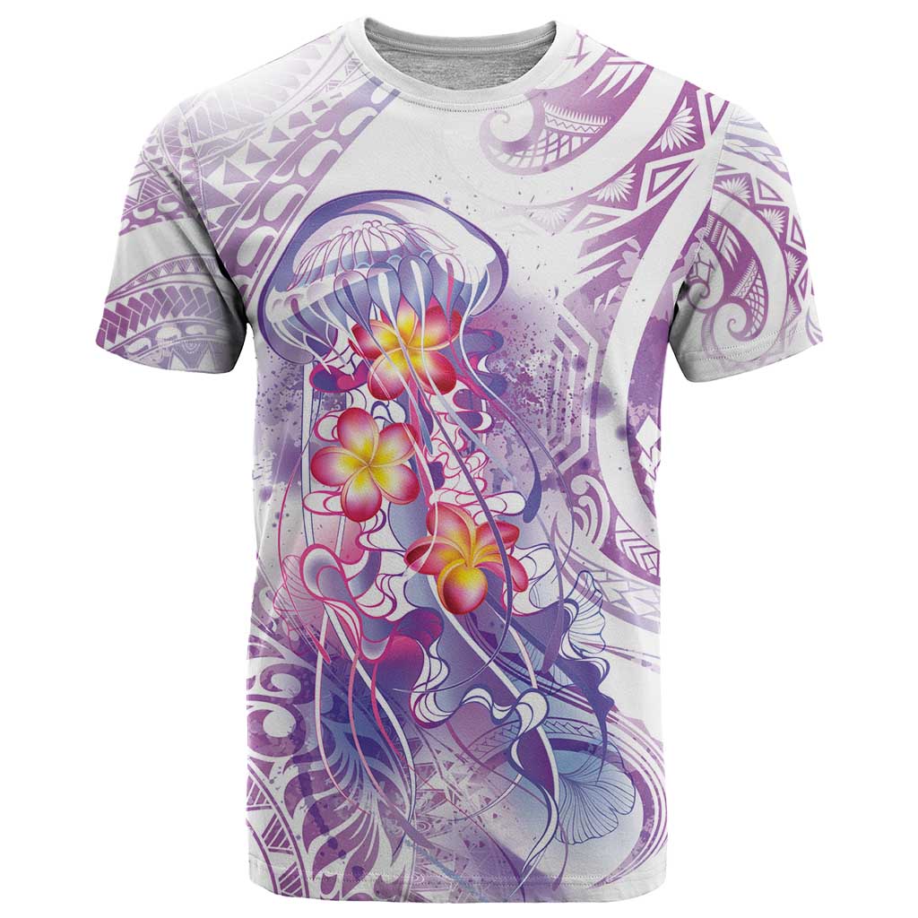 Lavender Polynesian Jellyfish T Shirt Watercolor Glows - Polynesian Pride