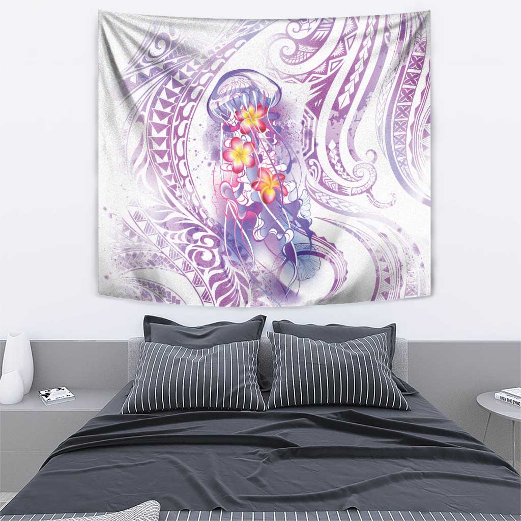 Lavender Polynesian Jellyfish Tapestry Watercolor Glows LT7 - Polynesian Pride