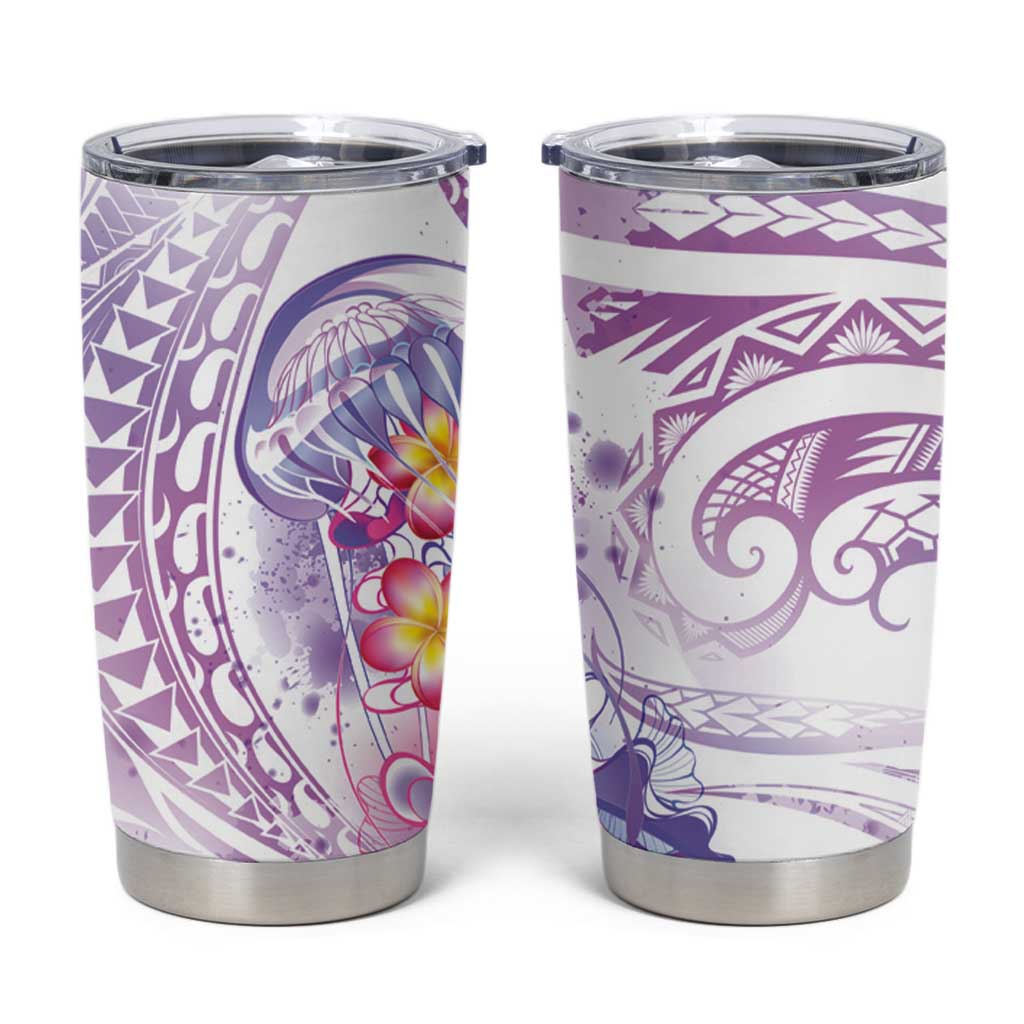 Lavender Polynesian Jellyfish Tumbler Cup Watercolor Glows - Polynesian Pride