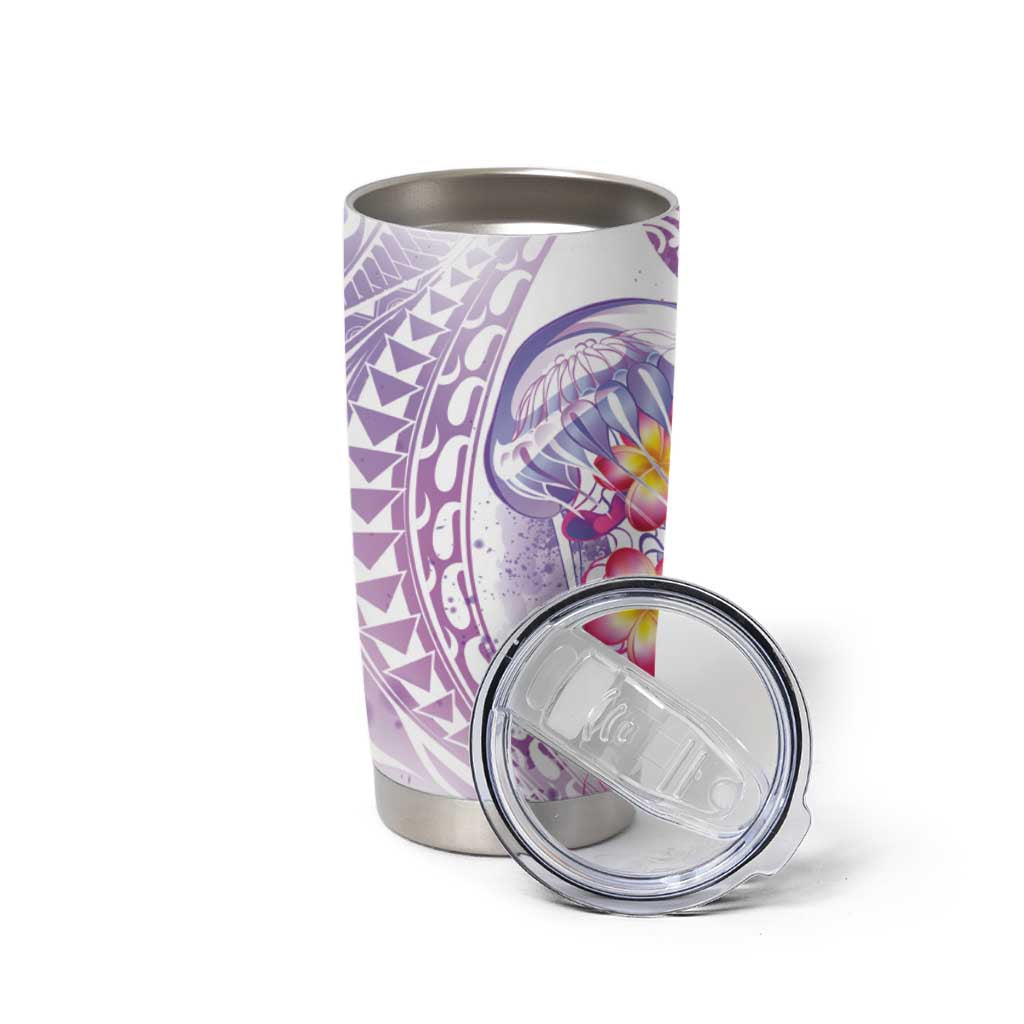 Lavender Polynesian Jellyfish Tumbler Cup Watercolor Glows - Polynesian Pride
