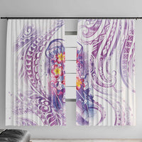 Lavender Polynesian Jellyfish Window Curtain Watercolor Glows LT7 With Hooks Lavender - Polynesian Pride