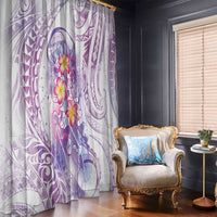 Lavender Polynesian Jellyfish Window Curtain Watercolor Glows LT7 - Polynesian Pride
