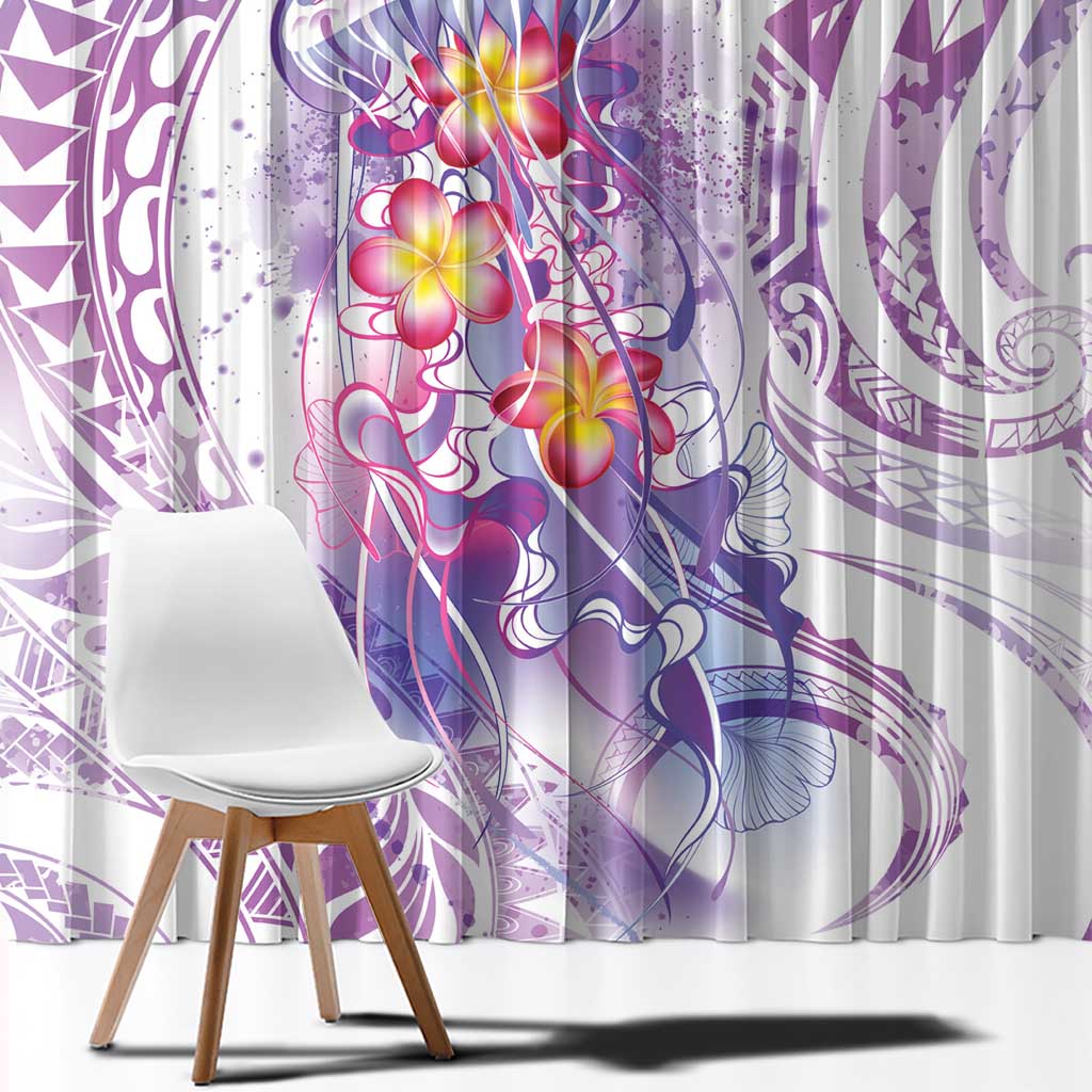 Lavender Polynesian Jellyfish Window Curtain Watercolor Glows LT7 - Polynesian Pride