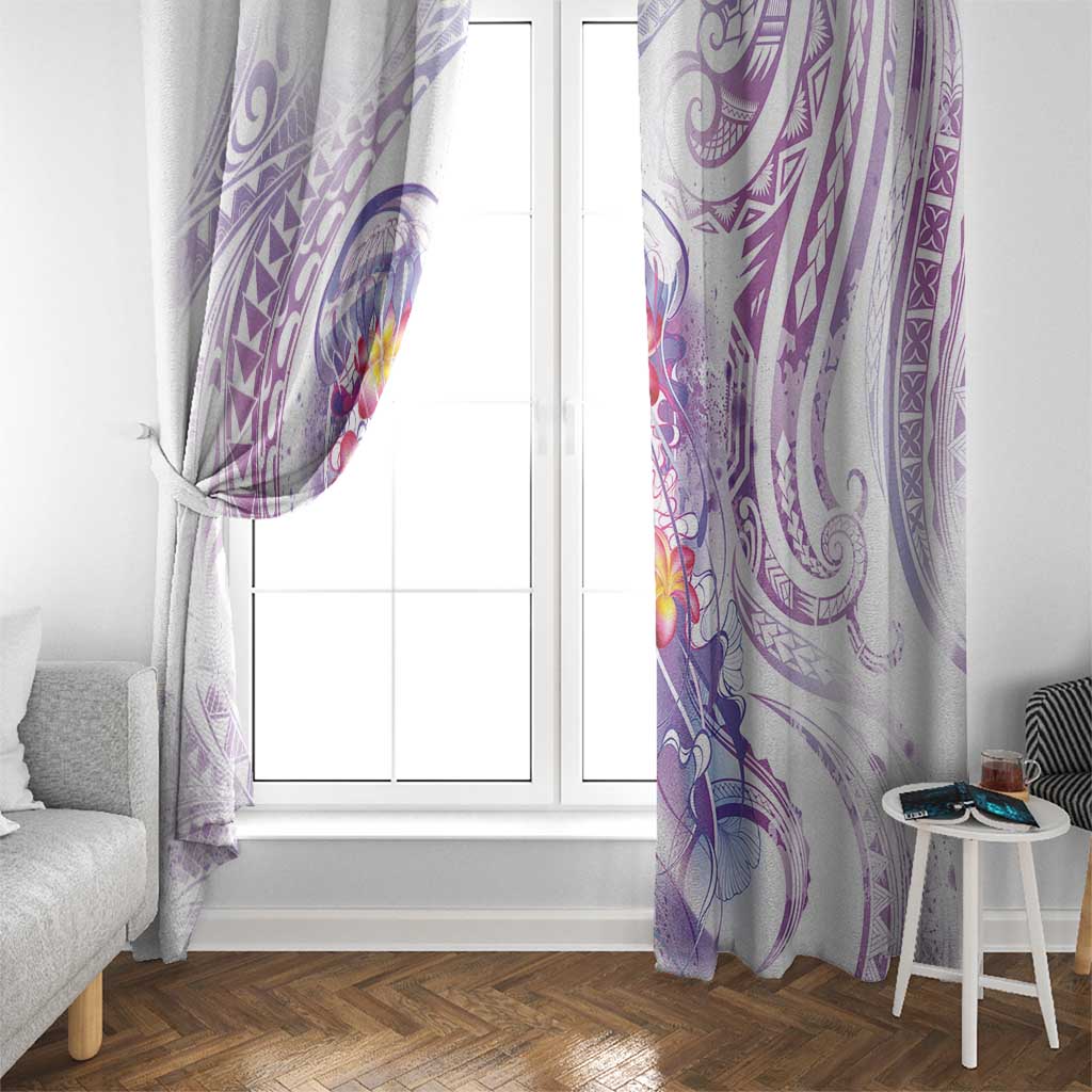 Lavender Polynesian Jellyfish Window Curtain Watercolor Glows LT7 - Polynesian Pride