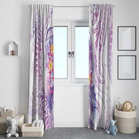 Lavender Polynesian Jellyfish Window Curtain Watercolor Glows LT7 - Polynesian Pride