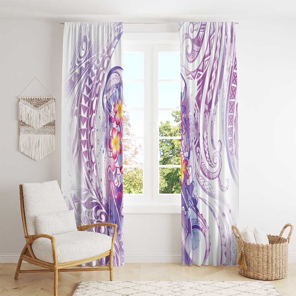 Lavender Polynesian Jellyfish Window Curtain Watercolor Glows LT7 - Polynesian Pride