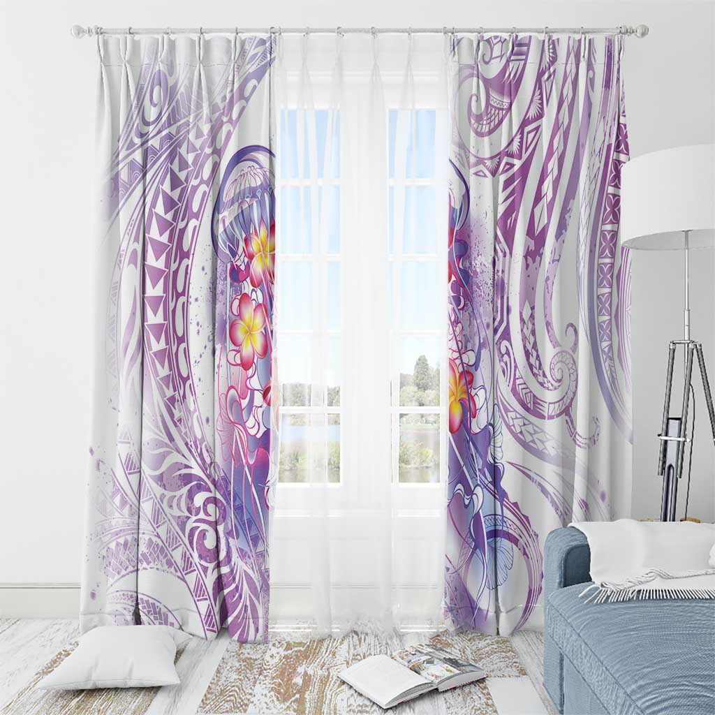 Lavender Polynesian Jellyfish Window Curtain Watercolor Glows LT7 - Polynesian Pride