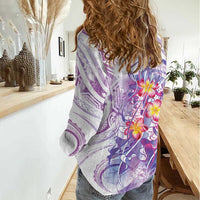 Lavender Polynesian Jellyfish Women Casual Shirt Watercolor Glows - Polynesian Pride