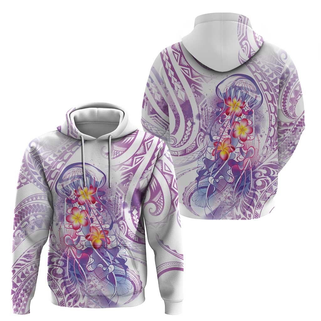 Lavender Polynesian Jellyfish Zip Hoodie Watercolor Glows - Polynesian Pride