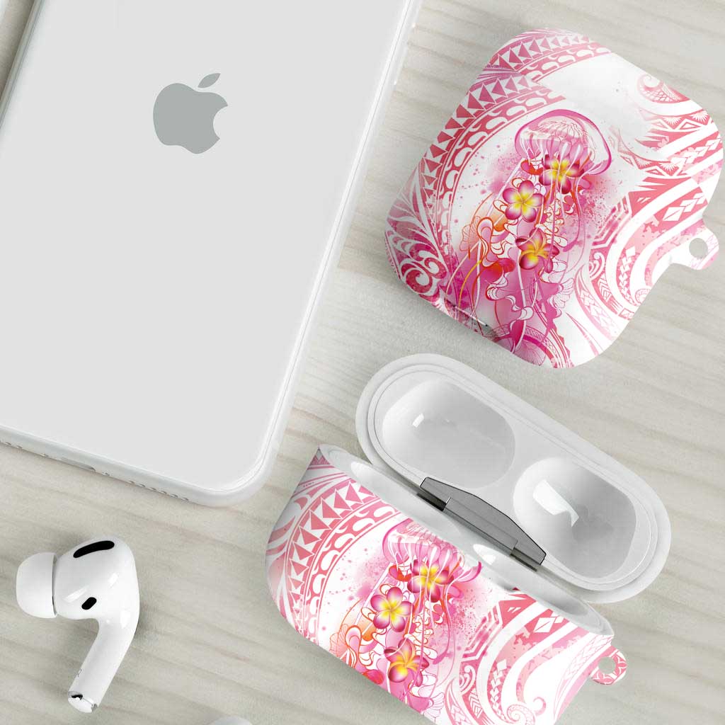 Rose Pink Polynesian Jellyfish AirPods Case Watercolor Glows - Polynesian Pride