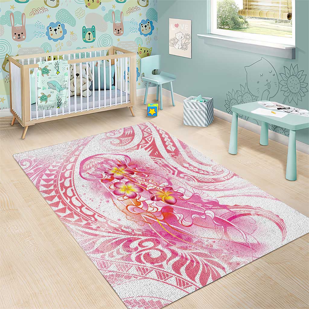 Rose Pink Polynesian Jellyfish Area Rug Watercolor Glows LT7 - Polynesian Pride