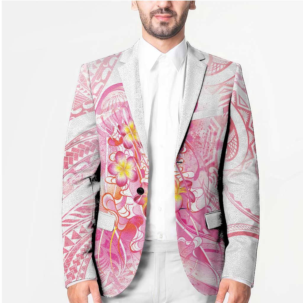 Rose Pink Polynesian Jellyfish Blazer Watercolor Glows LT7 - Polynesian Pride