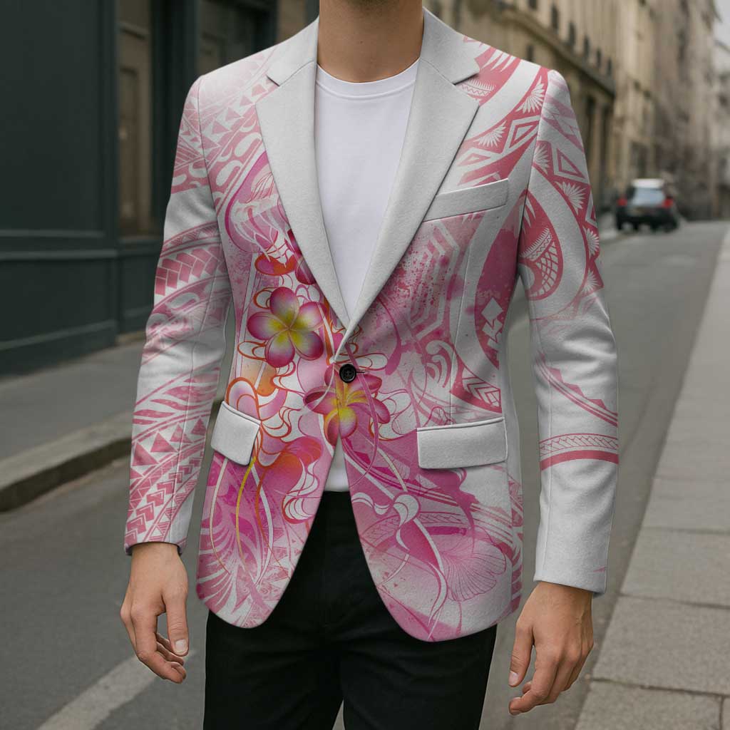 Rose Pink Polynesian Jellyfish Blazer Watercolor Glows LT7 - Polynesian Pride