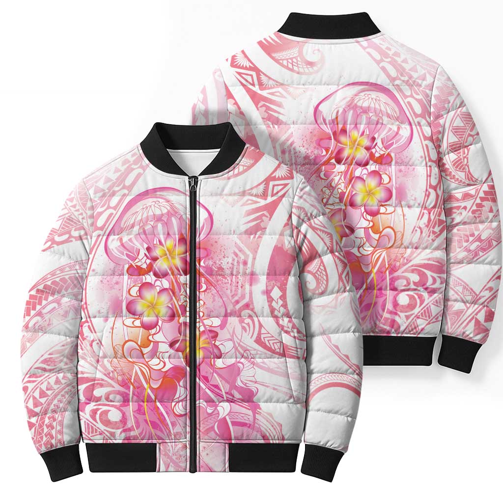 Rose Pink Polynesian Jellyfish Bomber Puffer Jacket Watercolor Glows LT7 - Polynesian Pride