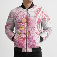 Rose Pink Polynesian Jellyfish Bomber Puffer Jacket Watercolor Glows LT7 - Polynesian Pride