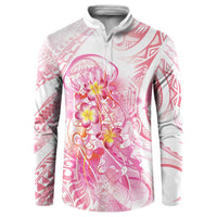 Rose Pink Polynesian Jellyfish Button Sweatshirt Watercolor Glows LT7 Rose Pink - Polynesian Pride
