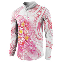 Rose Pink Polynesian Jellyfish Button Sweatshirt Watercolor Glows LT7 - Polynesian Pride