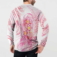 Rose Pink Polynesian Jellyfish Button Sweatshirt Watercolor Glows LT7 - Polynesian Pride