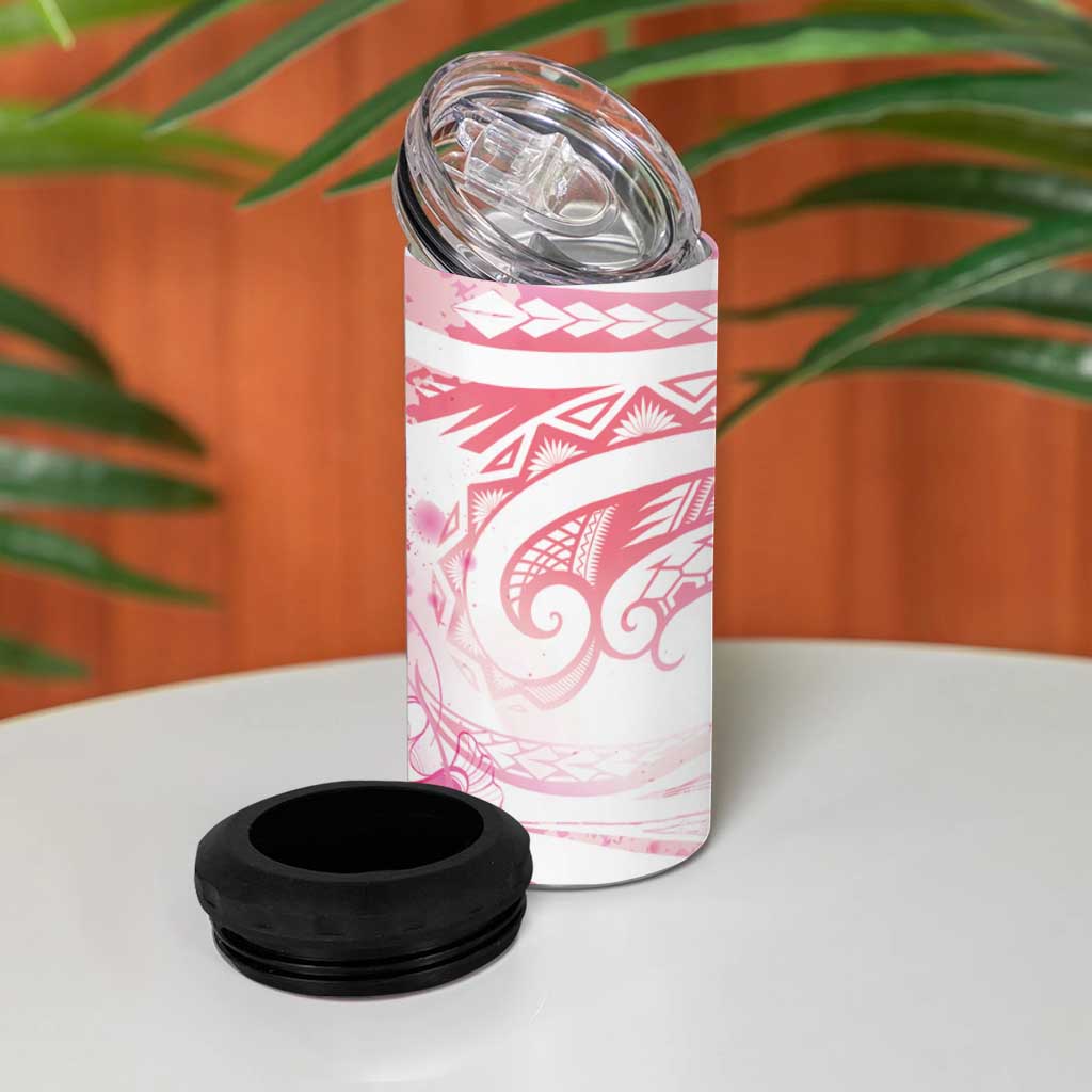 Rose Pink Polynesian Jellyfish 4 in 1 Can Cooler Tumbler Watercolor Glows - Polynesian Pride