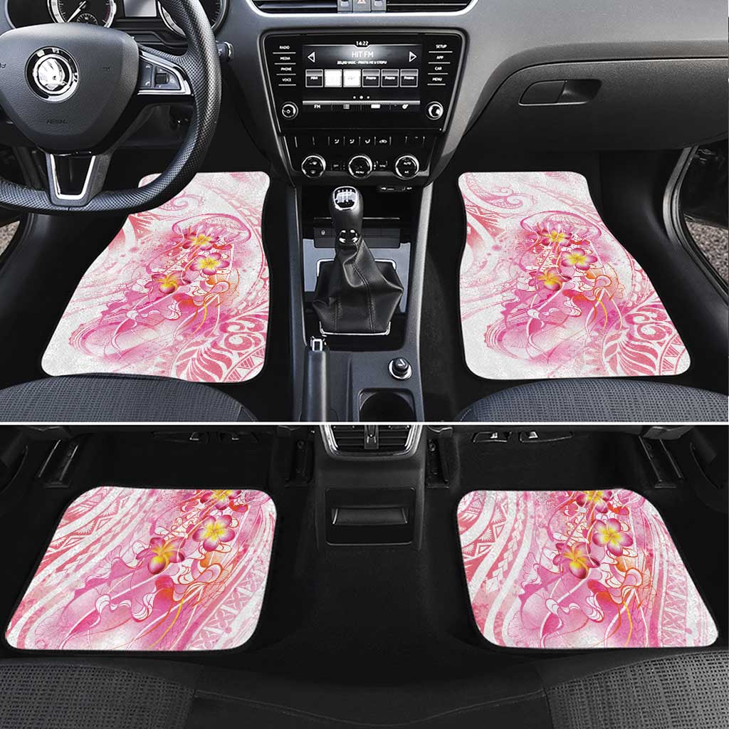 Rose Pink Polynesian Jellyfish Car Mats Watercolor Glows LT7 Set 4pcs Rose Pink - Polynesian Pride
