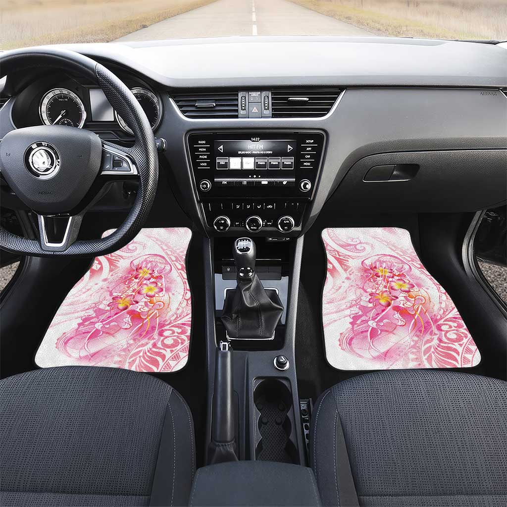 Rose Pink Polynesian Jellyfish Car Mats Watercolor Glows LT7 Set 2pcs - Front Rose Pink - Polynesian Pride