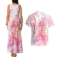 Rose Pink Polynesian Jellyfish Couples Matching Tank Maxi Dress and Hawaiian Shirt Watercolor Glows - Polynesian Pride