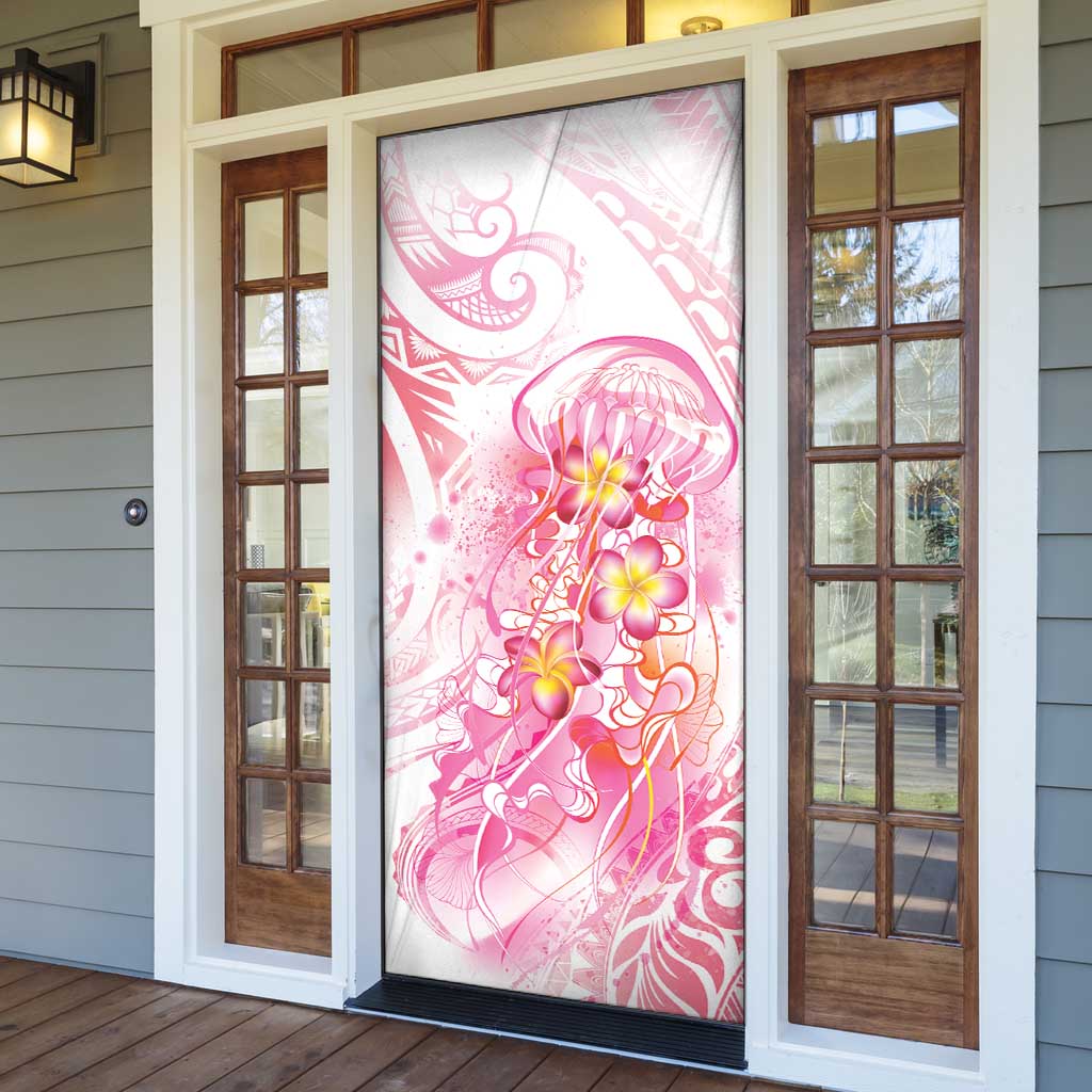 Rose Pink Polynesian Jellyfish Door Cover Watercolor Glows - Polynesian Pride