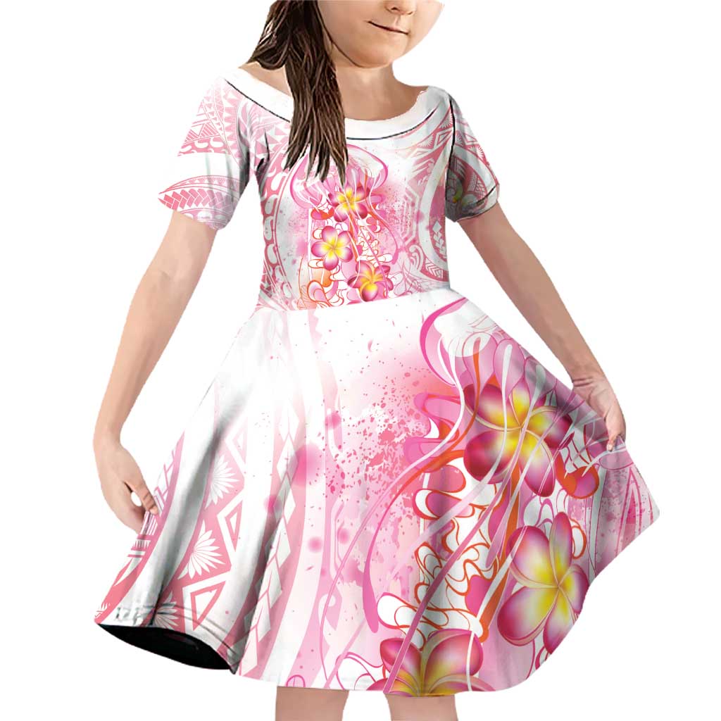 Rose Pink Polynesian Jellyfish Family Matching Off Shoulder Short Dress and Hawaiian Shirt Watercolor Glows - Polynesian Pride