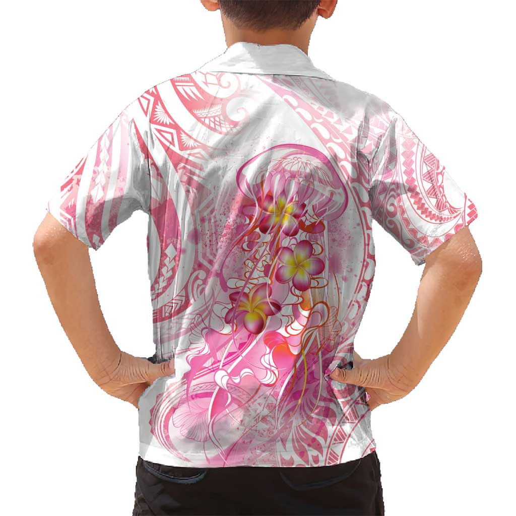 Rose Pink Polynesian Jellyfish Family Matching Puletasi and Hawaiian Shirt Watercolor Glows LT7 - Polynesian Pride