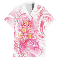 Rose Pink Polynesian Jellyfish Family Matching Puletasi and Hawaiian Shirt Watercolor Glows LT7 Dad's Shirt - Short Sleeve Rose Pink - Polynesian Pride