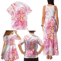 Rose Pink Polynesian Jellyfish Family Matching Tank Maxi Dress and Hawaiian Shirt Watercolor Glows - Polynesian Pride