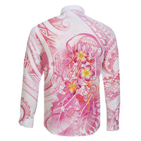 Rose Pink Polynesian Jellyfish Family Matching Tank Maxi Dress and Hawaiian Shirt Watercolor Glows - Polynesian Pride