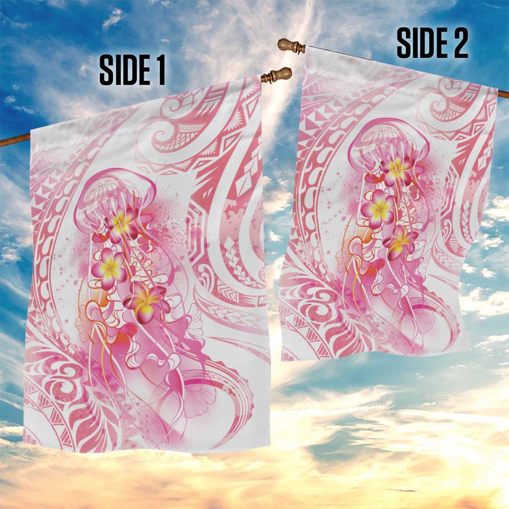 Rose Pink Polynesian Jellyfish Garden Flag Watercolor Glows - Polynesian Pride